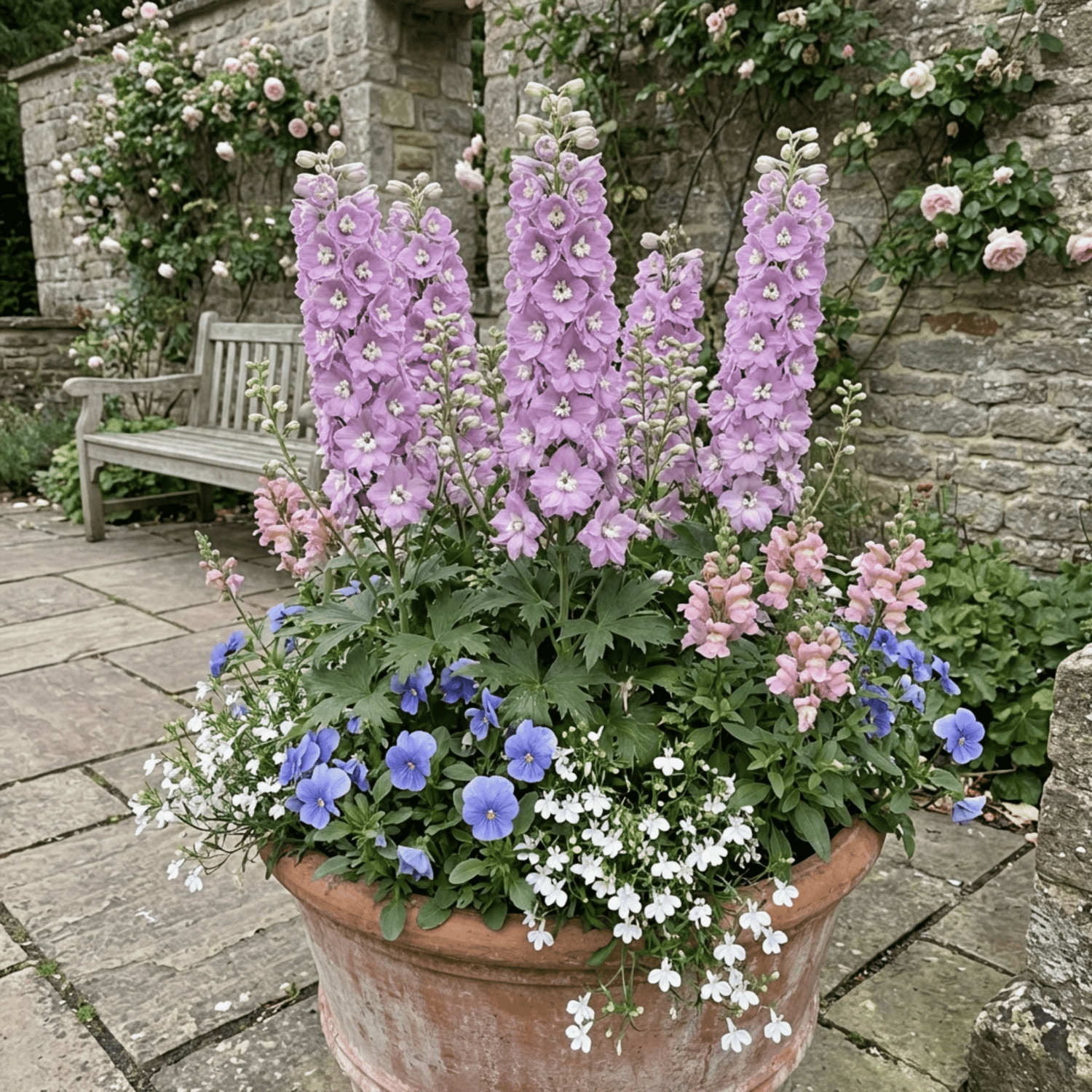 Set of 3 or 6 Delphinium Lilac Rose White Bee Hardy Perennial Plants, Summer Flowering Cottage Garden Plants, Outdoor Garden Ready, 1 Litre / 11cm Root-Ball - Frankton's