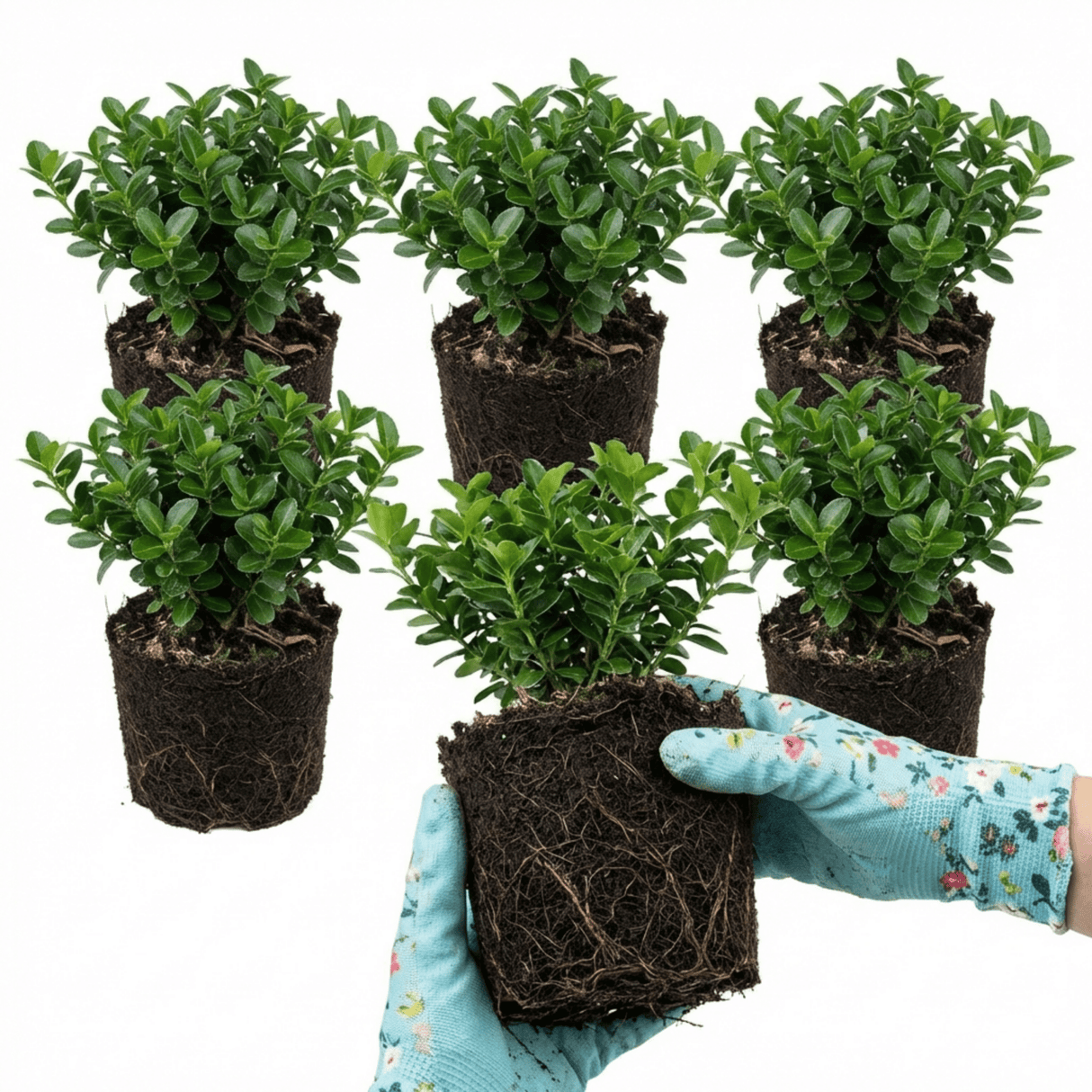 Set of 3 or 6 Euonymus Microphyllus Hardy Evergreen Shrub Plants, Japanese Spindle Hedge, Box Blight Alternative, Outdoor Garden Ready, 1 Litre Root-Ball - Frankton's