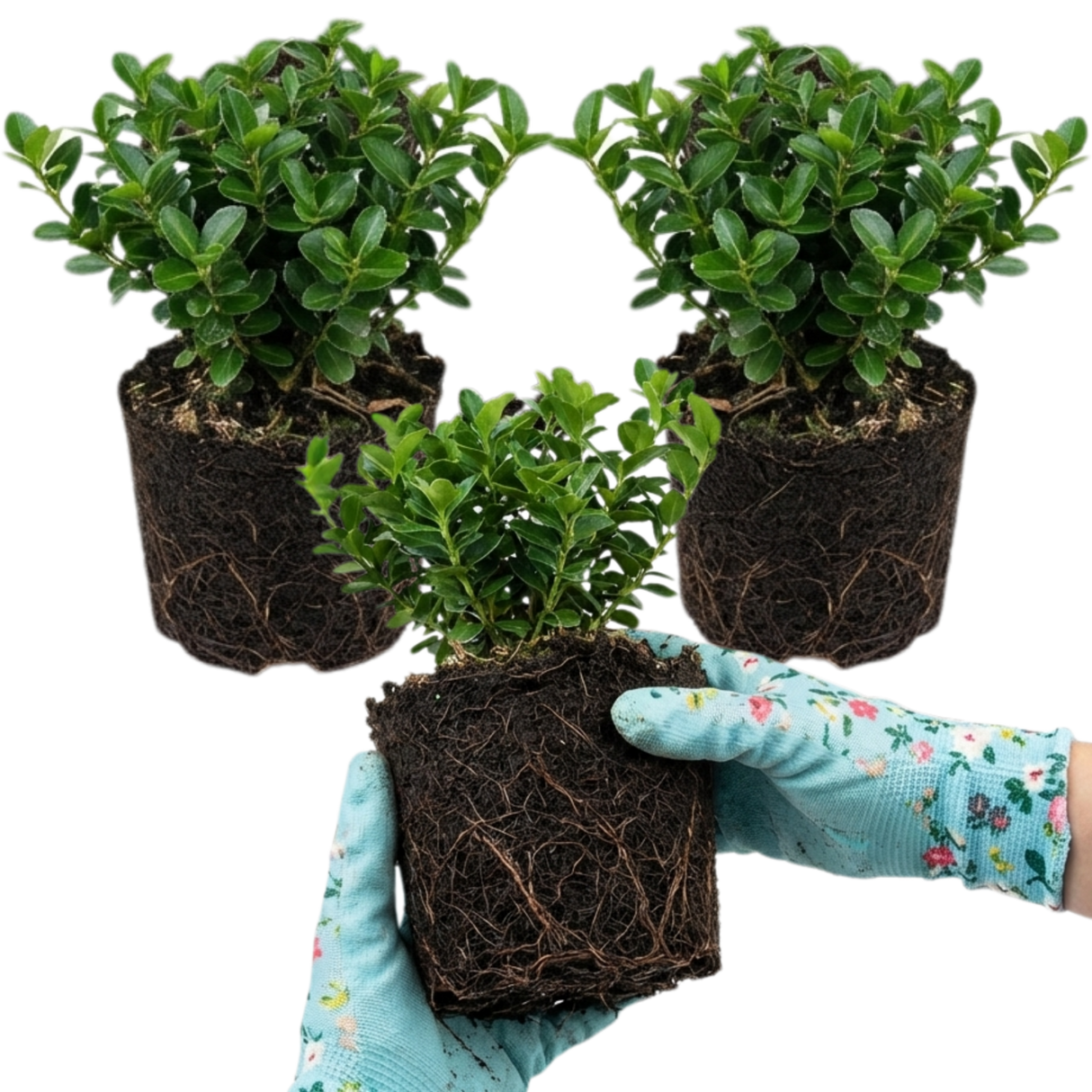 Set of 3 or 6 Euonymus Microphyllus Hardy Evergreen Shrub Plants, Japanese Spindle Hedge, Box Blight Alternative, Outdoor Garden Ready, 1 Litre Root-Ball - Frankton's