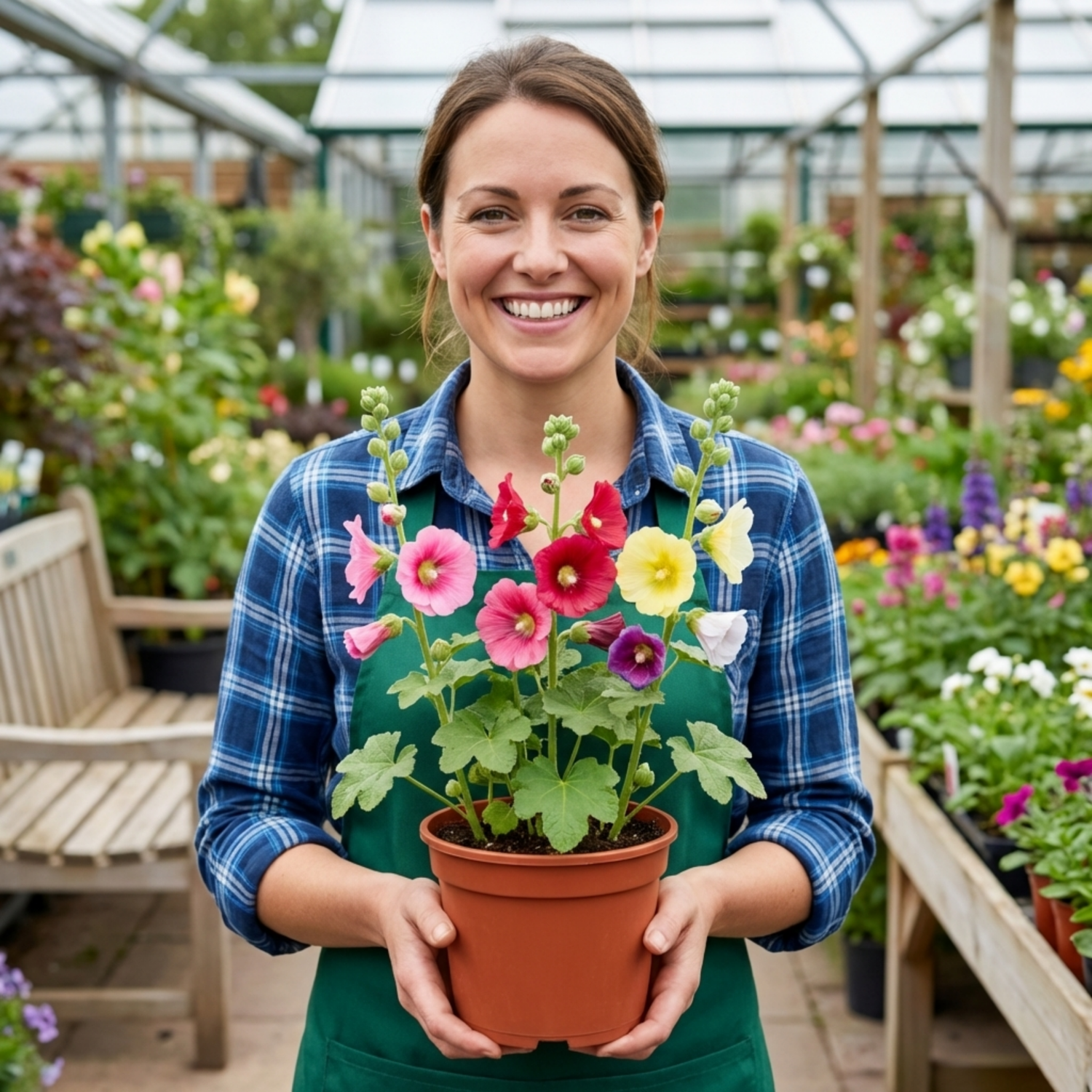 Set of 3 or 6 Hollyhock Growers Mix Hardy Cottage Garden Perennial Plants, Bee Friendly, Outdoor Garden Ready, 1 Litre Root-Ball - Frankton's