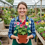 Set of 3 or 6 Hollyhock Growers Mix Hardy Cottage Garden Perennial Plants, Bee Friendly, Outdoor Garden Ready, 1 Litre Root-Ball - Frankton's