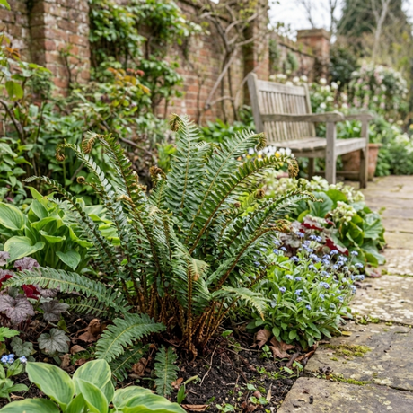 Set of 3 or 6 Japanese Tassel Fern Polystichum Polyblepharum Plants, Hardy Evergreen, 1 Litre Root Ball - Frankton's