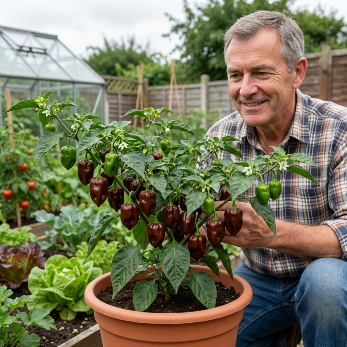 Set of 3 or 6 Large Chilli Pepper Plants - Habanero Chocolate, Ready to Plant in Your Garden - Frankton's