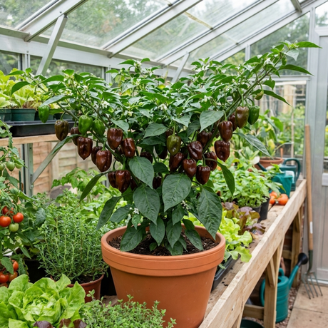 Set of 3 or 6 Large Chilli Pepper Plants - Habanero Chocolate, Ready to Plant in Your Garden - Frankton's