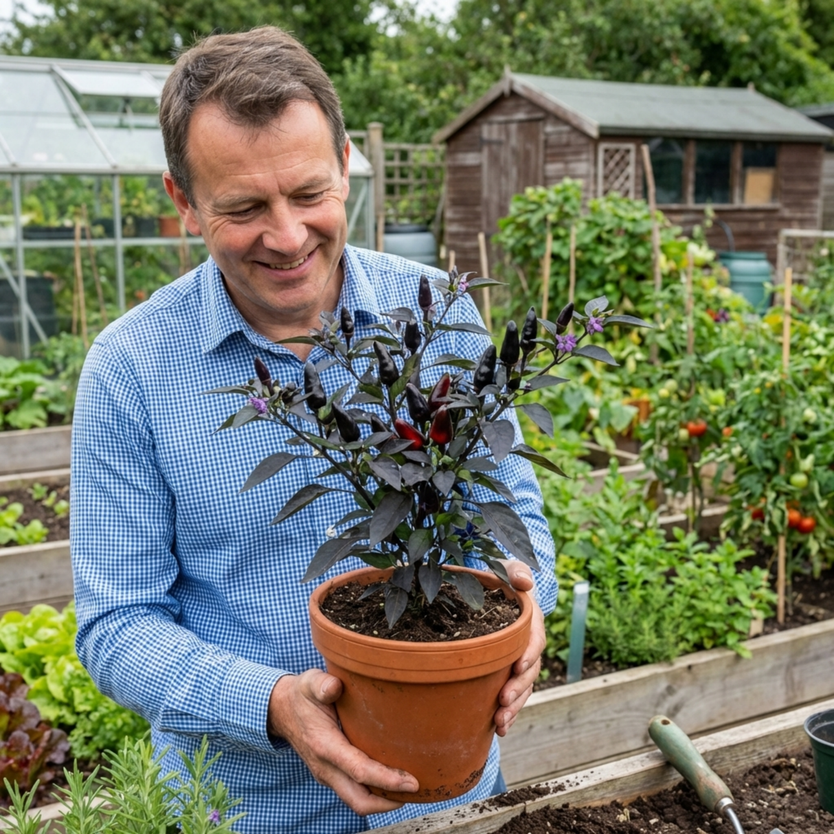Set of 3 or 6 Large Chilli Pepper Plants - Zimbabwe Black, Ready to Plant in Your Garden - Frankton's