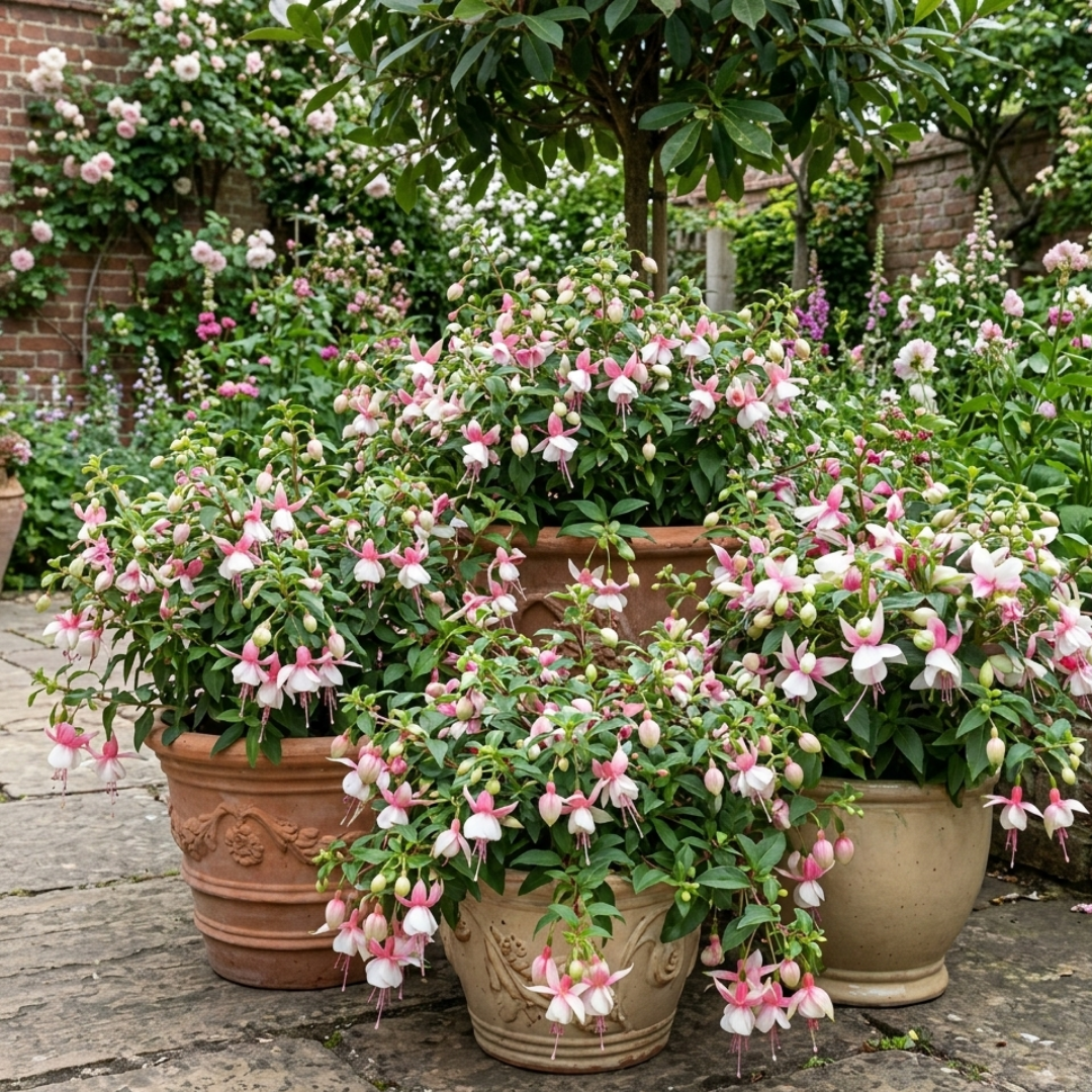 Set of 3 or 6 Large, Garden Ready Plants - Fuchsia Bella Lisa (Pink & White) - Frankton's