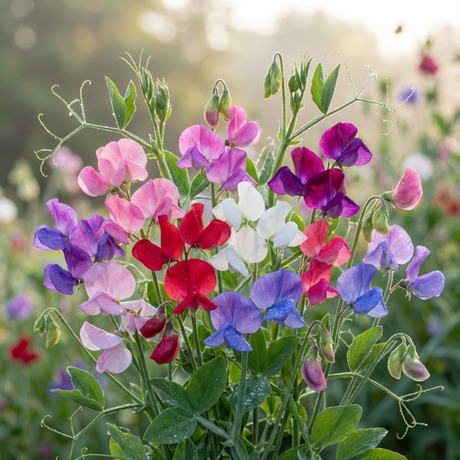 Set of 3 or 6 Large, Garden Ready Plants - Sweet Pea Growers Colour Mix, 10.5 cm - Frankton's
