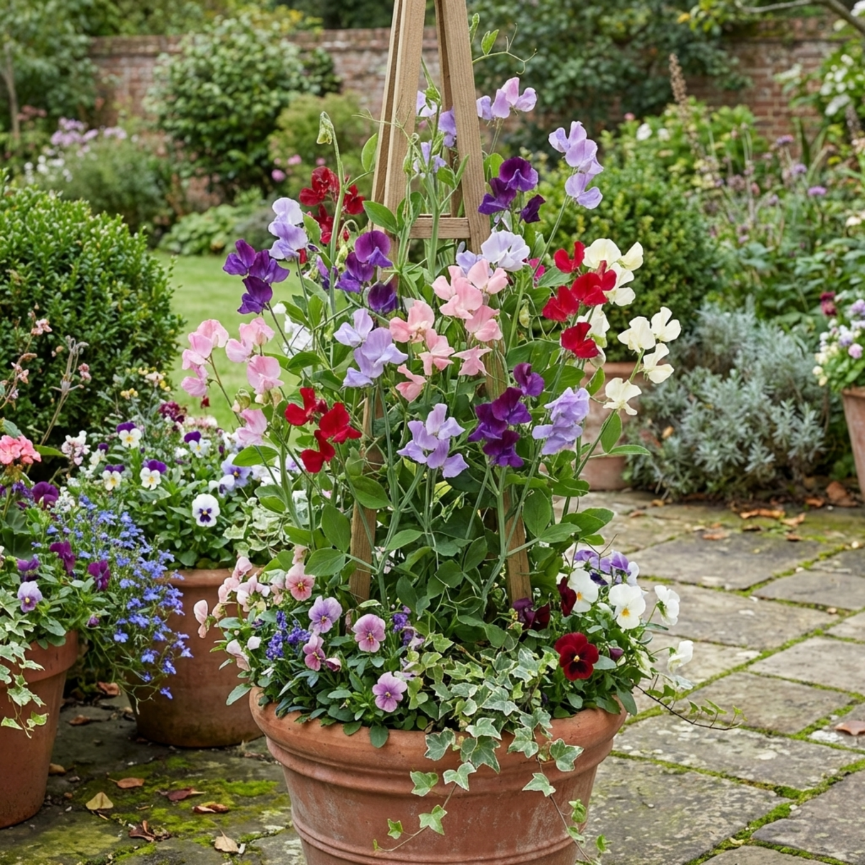 Set of 3 or 6 Large, Garden Ready Plants - Sweet Pea Growers Colour Mix, 10.5 cm - Frankton's