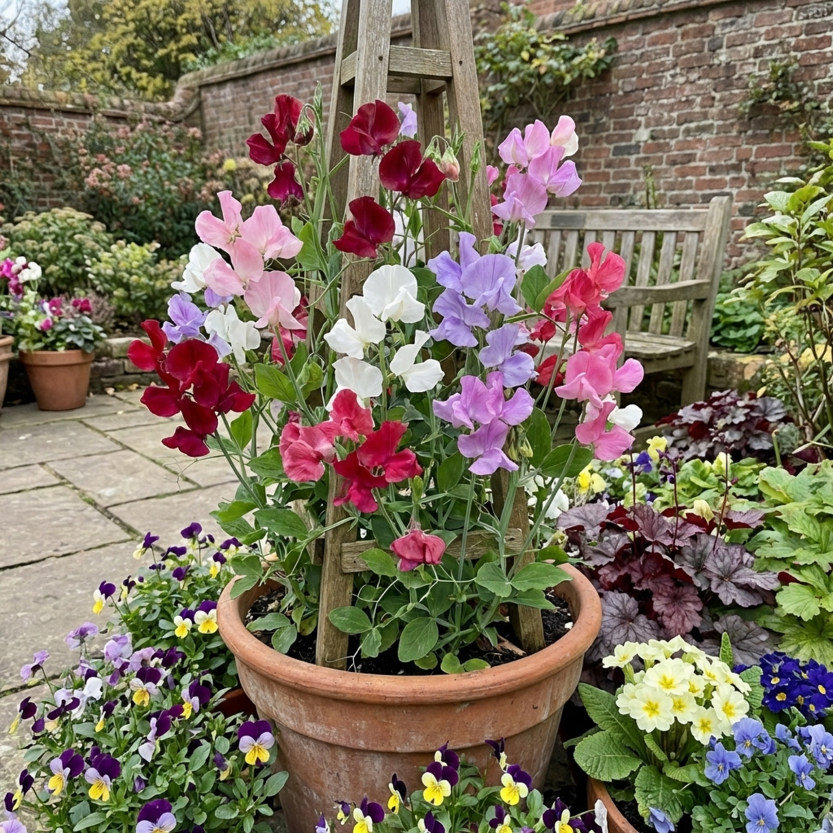 Set of 3 or 6 Large, Garden Ready Plants - Sweet Pea Mammoth Mix, 10.5 cm Rootballs - Frankton's