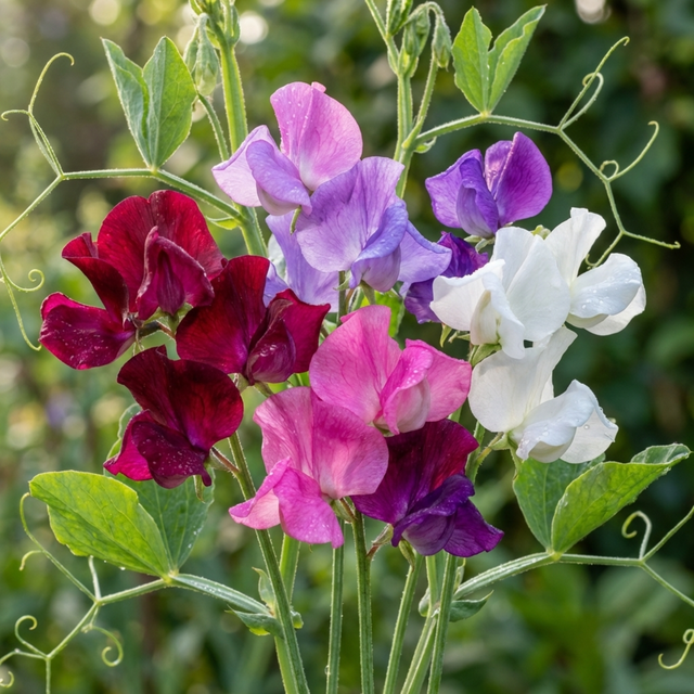 Set of 3 or 6 Large, Garden Ready Plants - Sweet Pea Mammoth Mix, 10.5 cm Rootballs - Frankton's