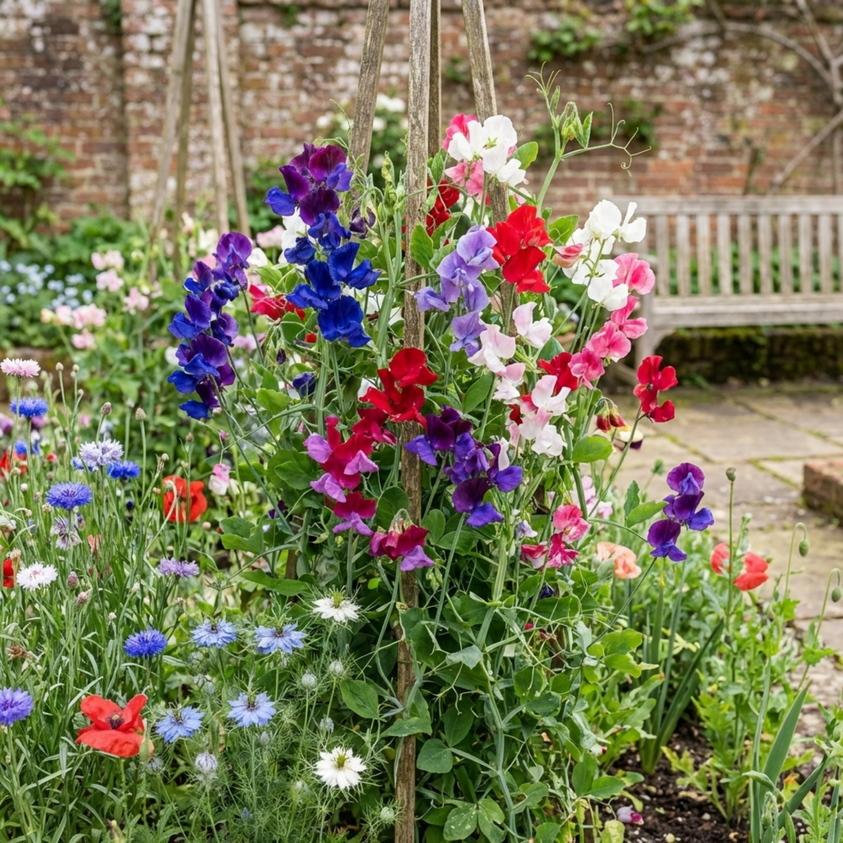 Set of 3 or 6 Large, Garden Ready Plants - Sweet Pea Mammoth Mix, 10.5 cm Rootballs - Frankton's