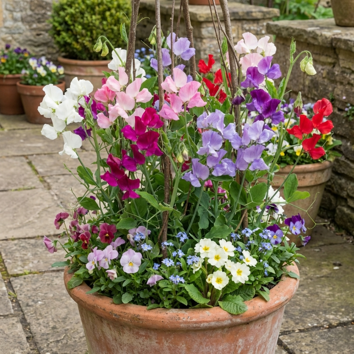 Set of 3 or 6 Large, Garden Ready Plants - Sweet Pea Spencer Mix, 10.5 cm Rootballs - Frankton's