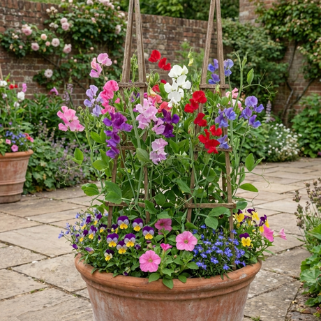 Set of 3 or 6 Large, Garden Ready Plants - Sweet Pea Spencer Mix, 10.5 cm Rootballs - Frankton's
