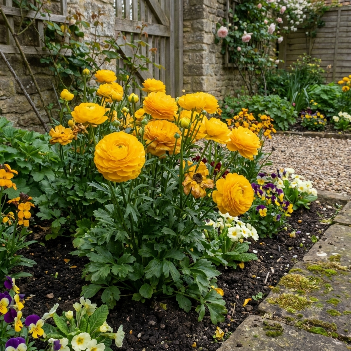 Set of 3 or 6 Large, Outdoor Garden Ready Plants - Rannunculus Vortex Golden Yellow - Frankton's