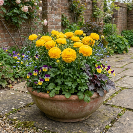 Set of 3 or 6 Large, Outdoor Garden Ready Plants - Rannunculus Vortex Golden Yellow - Frankton's