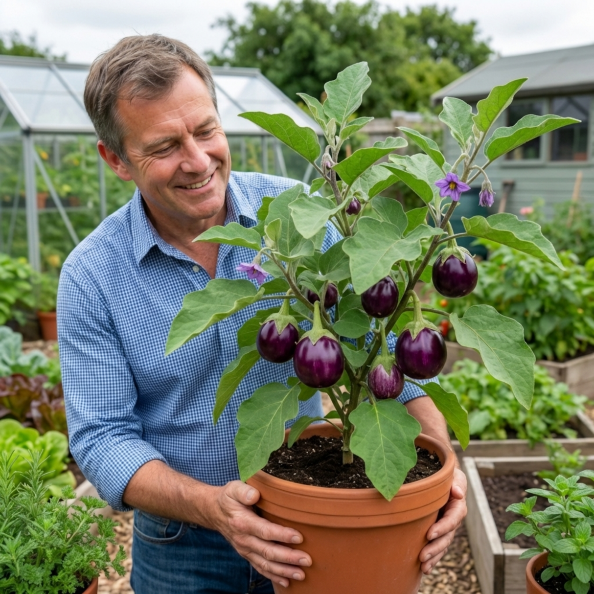 Set of 3 or 6 Large Plants - Grow Your Own Aubergine Meatball, Outdoor Garden Ready - Frankton's