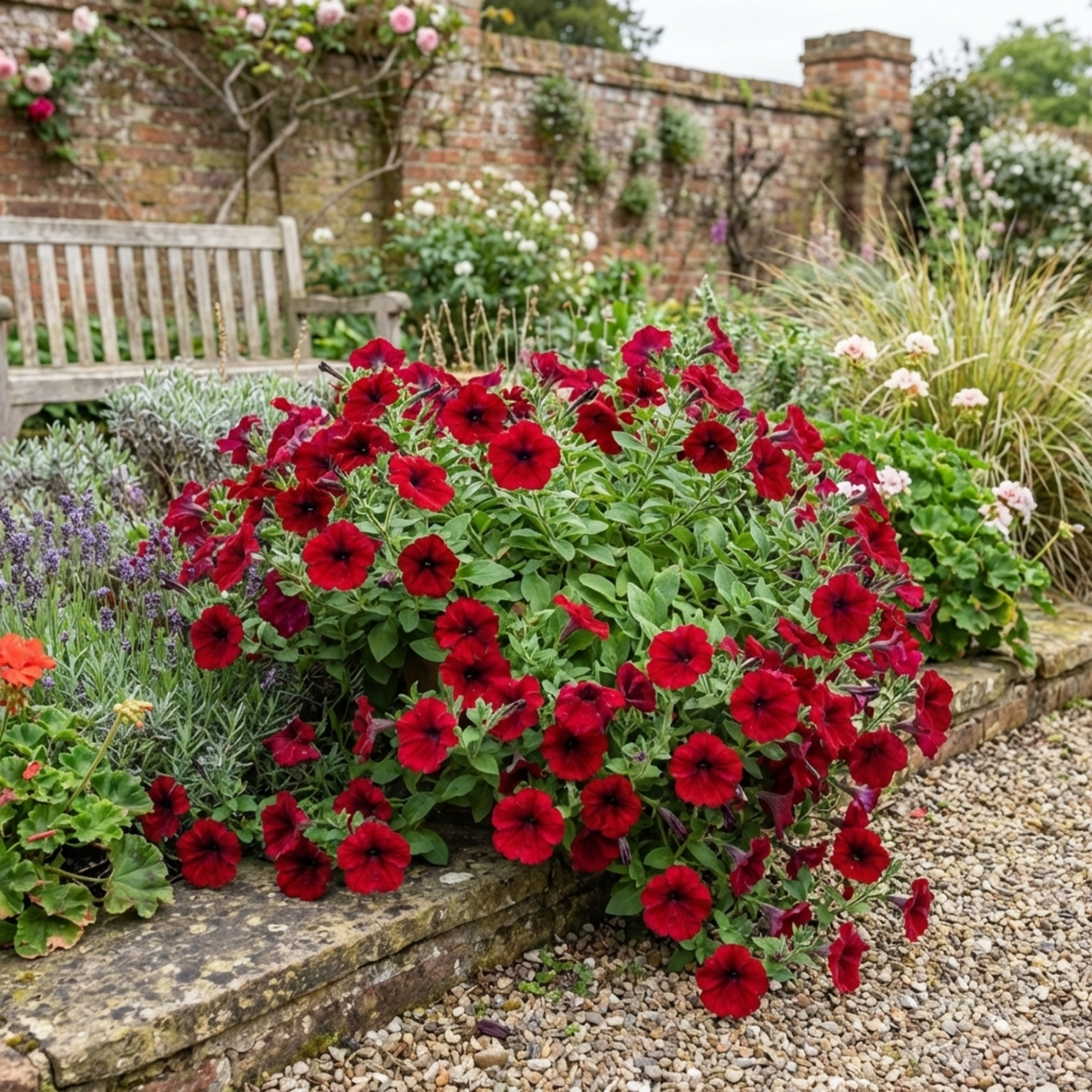 Set of 3 or 6 Large Plants - Petunia Easy Wave Red, Outdoor Garden Ready - Frankton's