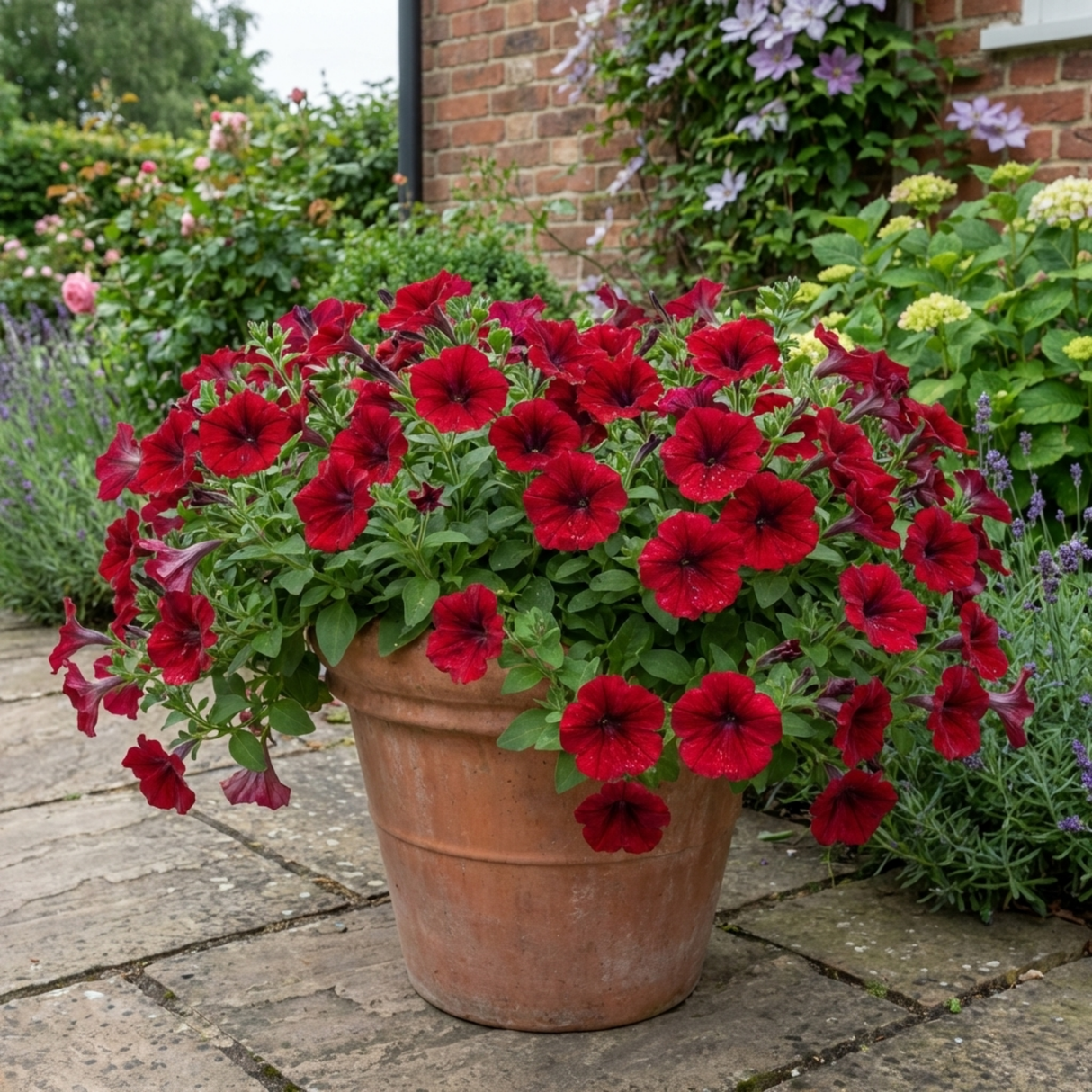 Set of 3 or 6 Large Plants - Petunia Easy Wave Red, Outdoor Garden Ready - Frankton's