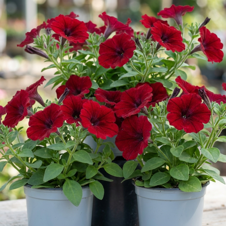 Set of 3 or 6 Large Plants - Petunia Easy Wave Red, Outdoor Garden Ready - Frankton's