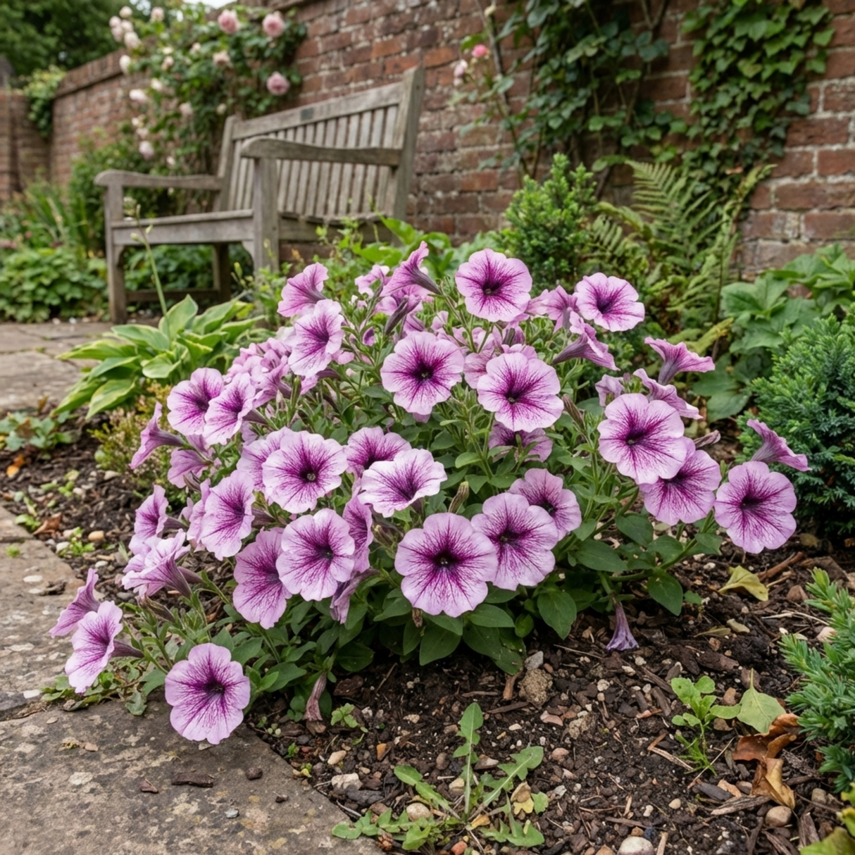 Set of 3 or 6 Large Plants - Petunia Express Pum Vein, Outdoor Garden Ready - Frankton's