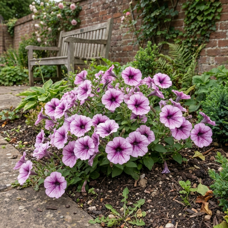 Set of 3 or 6 Large Plants - Petunia Express Pum Vein, Outdoor Garden Ready - Frankton's