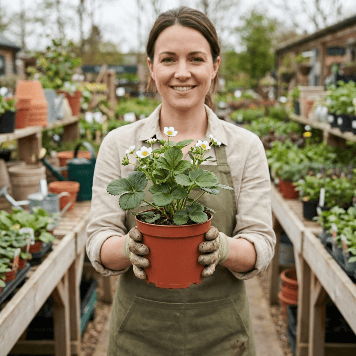 Set of 3 or 6 Large Plants - Strawberry Loran Variety, Outdoor Garden Ready, 1L - Frankton's