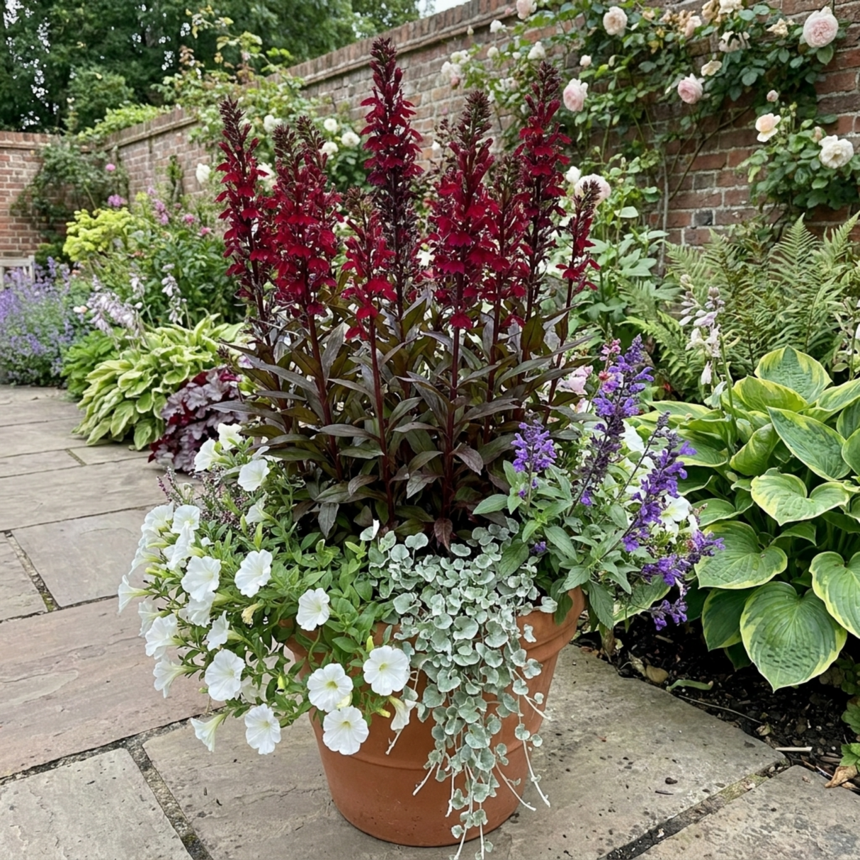 Set of 3 or 6 Lobelia Starship Burgundy Upright Hardy Perennial Plants, Outdoor Garden Ready, 1 Litre Root Ball - Frankton's