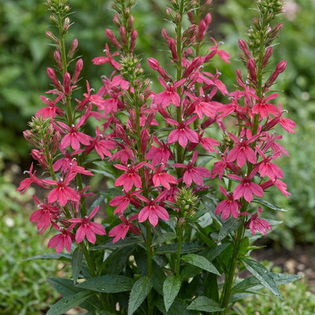Set of 3 or 6 Lobelia Starship Deep Rose Upright Hardy Perennial Plants, Summer Garden Ready, 1 Litre Root Ball - Frankton's