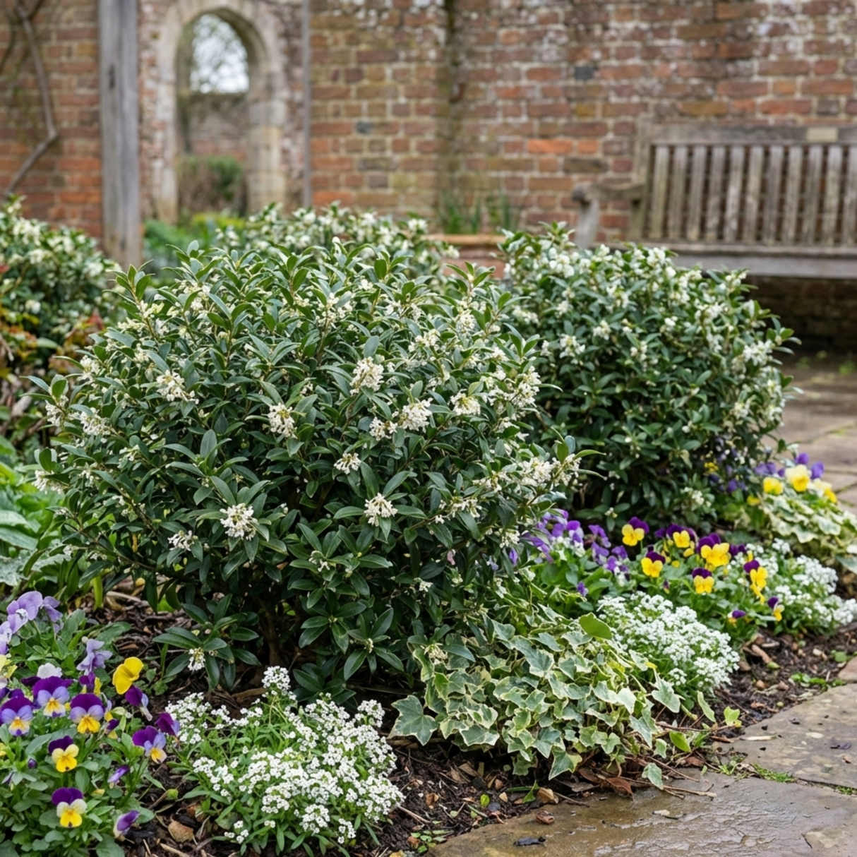 Set of 3 or 6 Osmanthus Burkwoodii Plants, Fragrant Evergreen Hedging Shrubs, Outdoor Garden Ready, White Flowers, 11cm Root-Ball - Frankton's