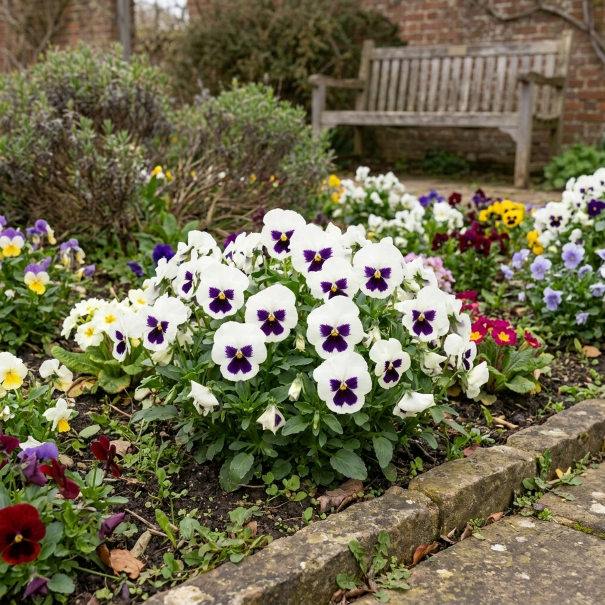 Set of 3 or 6 Pansy Cats Plus White Plants, Hardy Winter & Spring Flowering Pansies, 1 Litre Root-Ball - Frankton's