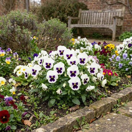 Set of 3 or 6 Pansy Cats Plus White Plants, Hardy Winter & Spring Flowering Pansies, 1 Litre Root-Ball - Frankton's