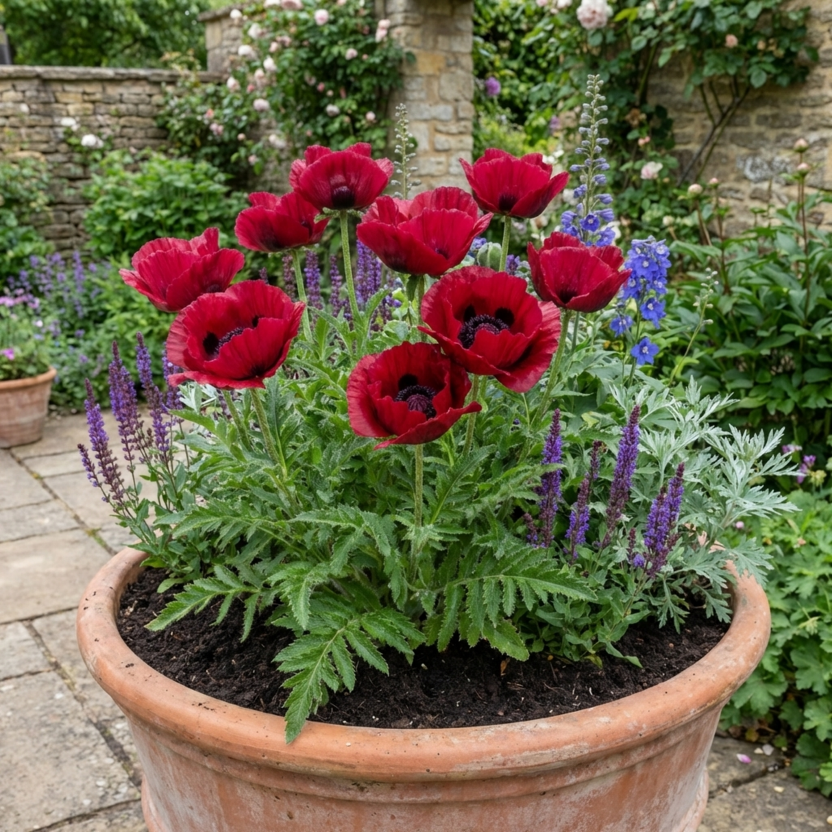Set of 3 or 6 Papaver Orientale Beauty of Livermere Plants, Hardy Perennial Oriental Poppy, Outdoor Garden Ready, 1 Litre Root-Ball - Frankton's