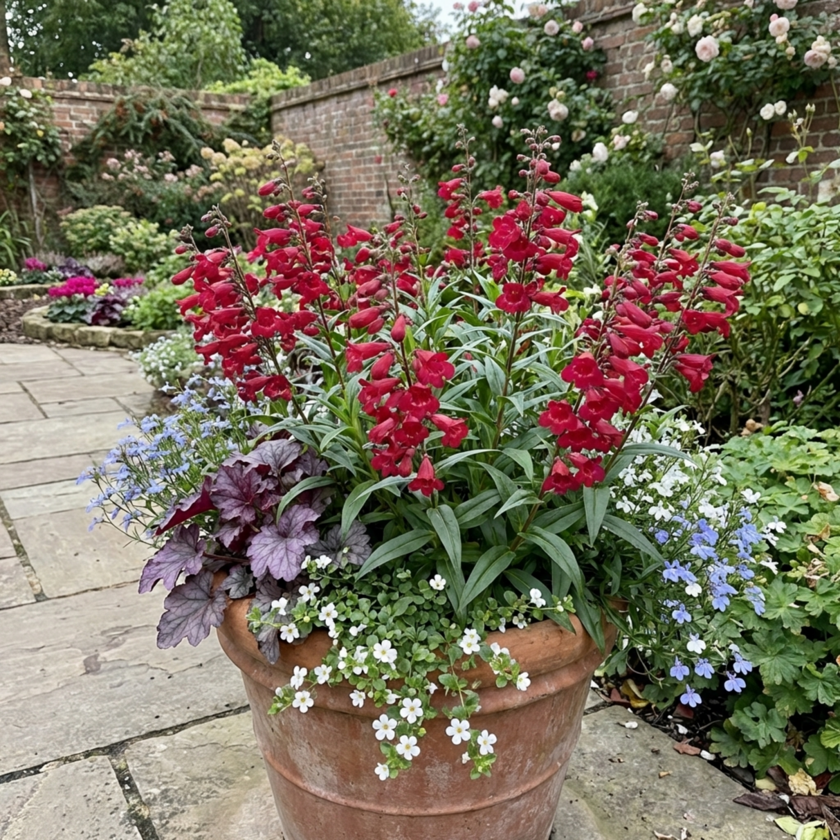 Set of 3 or 6 Penstemon Red Hardy Perennial Plants, Bee Friendly Summer Flowering, Outdoor Garden Ready, 1 Litre Root-Ball - Frankton's