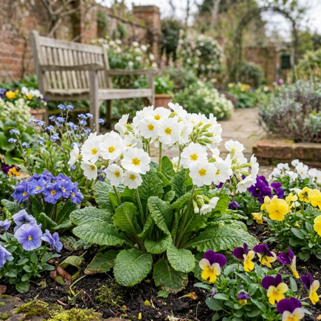 Set of 3 or 6 Primrose Queen White Hardy Perennial Plants, Spring Flowering, Outdoor Garden Ready, 1 Litre Root-Ball - Frankton's