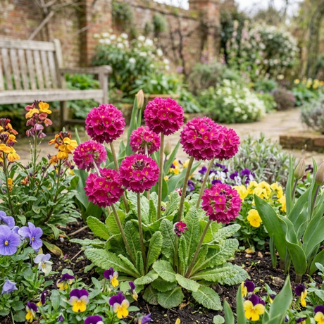 Set of 3 or 6 Primula Denticulata Deep Rose Hardy Perennial Plants, Spring Flowering, Outdoor Garden Ready, 1 Litre Root-Ball - Frankton's