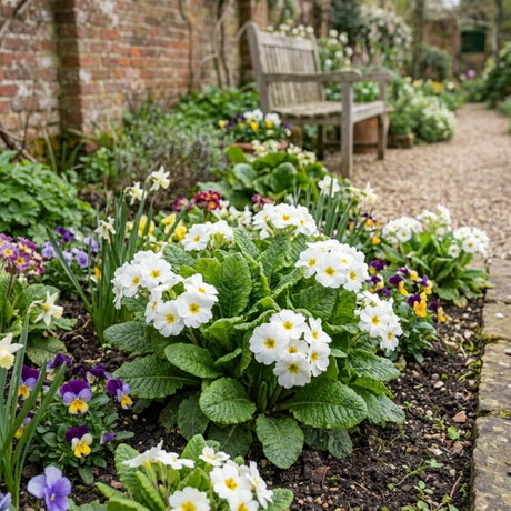 Set of 3 or 6 Primula Little Queen White Hardy Perennial Plants, Spring Flowering, Outdoor Garden Ready, 1 Litre Root-Ball - Frankton's