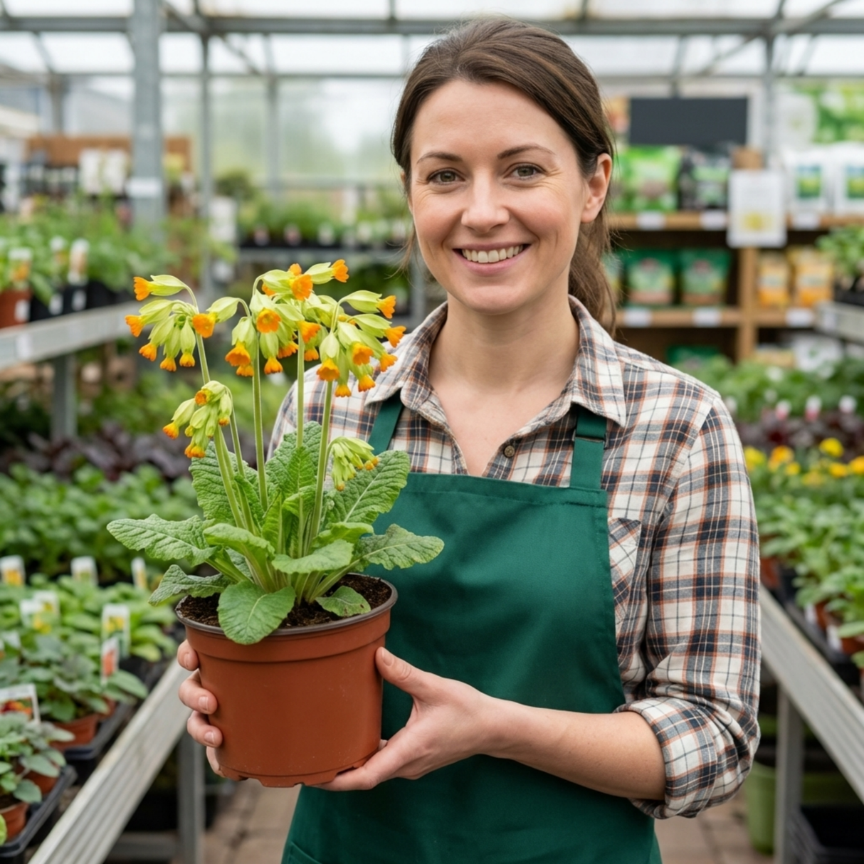 Set of 3 or 6 Primula Veris Lime with Orange Plants, Hardy Spring Flowering Perennial, 11cm Root-Ball - Frankton's