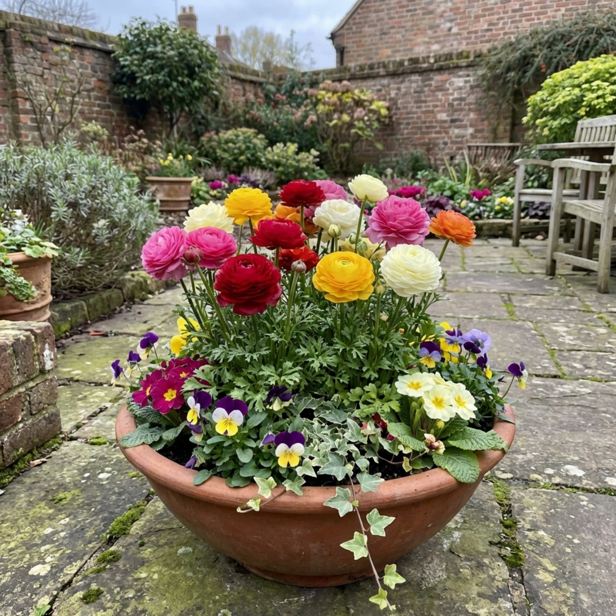 Set of 3 or 6 Ranunculus Growers Colour Mix Plants, Persian Buttercup, Spring Flowering, Outdoor Garden Ready, 1 Litre Root-Ball - Frankton's