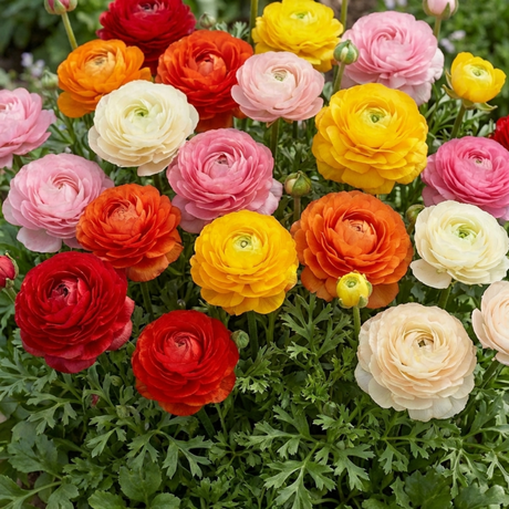 Set of 3 or 6 Ranunculus Growers Colour Mix Plants, Persian Buttercup, Spring Flowering, Outdoor Garden Ready, 1 Litre Root-Ball - Frankton's