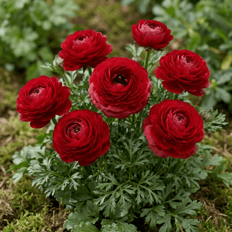 Set of 3 or 6 Ranunculus Vortex Red Persian Buttercup Plants, Spring & Autumn Flowering, Outdoor Garden Ready, 1 Litre Root-Ball - Frankton's