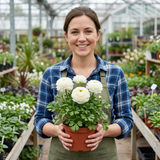 Set of 3 or 6 Ranunculus Vortex White Persian Buttercup Plants, Hardy Perennial, Spring Flowering, Outdoor Garden Ready, 1 Litre Root-Ball - Frankton's
