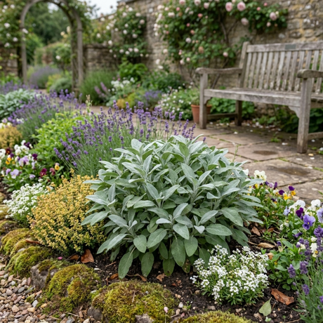 Set of 3 or 6 Salvia officinalis ‘Berggarten’ Sage Herb Plants, Hardy Perennial Culinary Herb, Outdoor Garden Ready, 1 Litre Root-Ball - Frankton's
