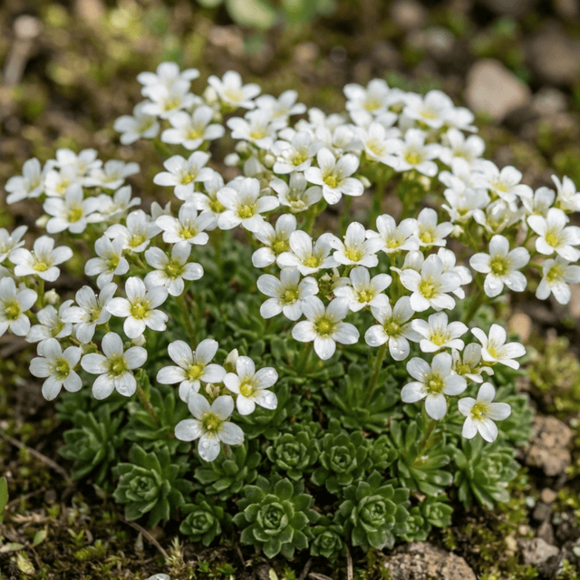 Set of 3 or 6 Saxifrage Ice Colours Pearl White Plants, Hardy Alpine Evergreen Ground Cover Perennial, Outdoor Garden Ready, 1 Litre Root-Ball - Frankton's