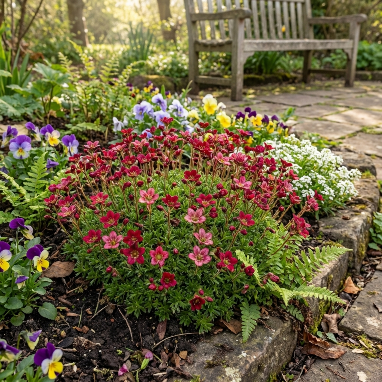 Set of 3 or 6 Saxifrage Ice Colours Red Plants, Hardy Alpine Perennial Rockery Ground Cover, Outdoor Garden Ready, 1 Litre Root-Ball - Frankton's