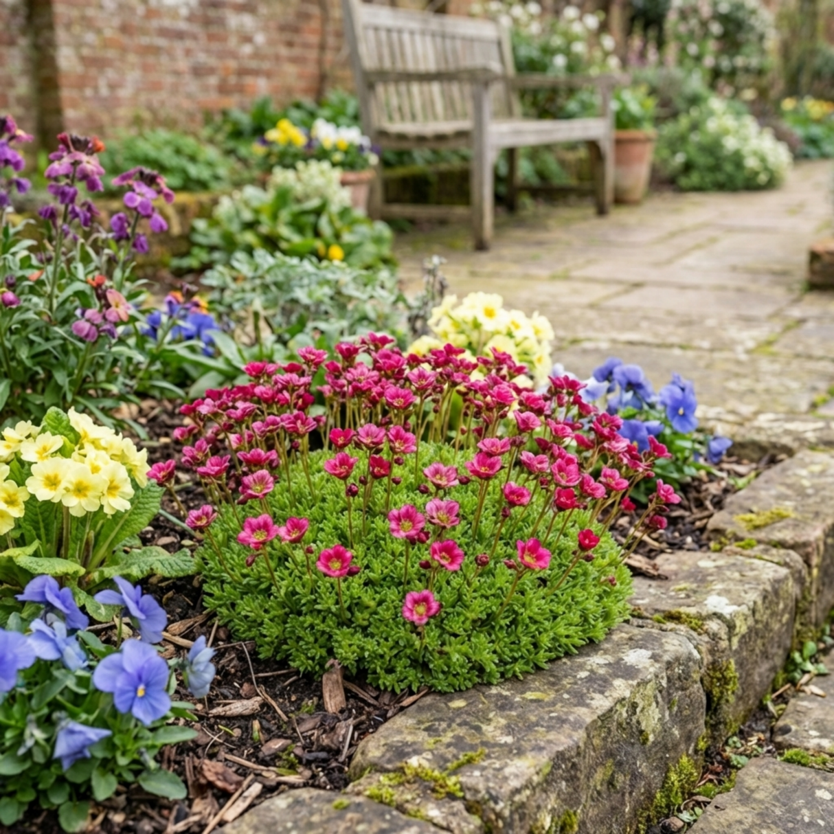 Set of 3 or 6 Saxifrage Marto Rose Hardy Alpine Evergreen Perennial Plants, Pink Rockery Ground Cover, Outdoor Garden Ready, 1 Litre Root-Ball - Frankton's