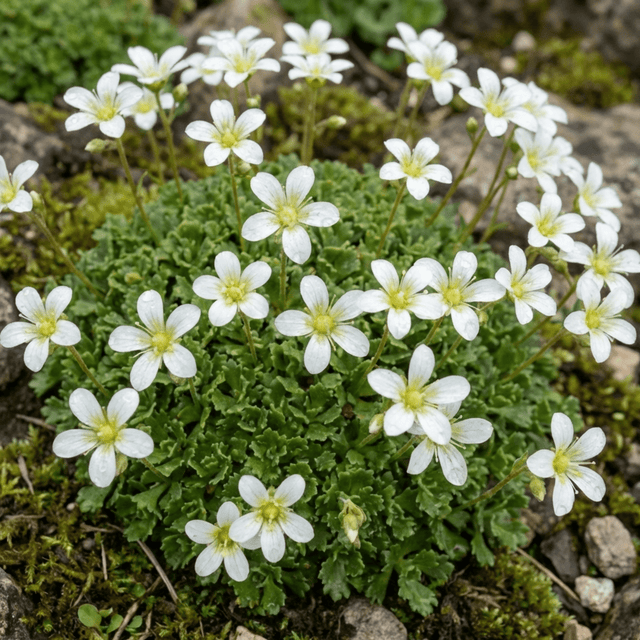 Set of 3 or 6 Saxifrage Marto White Mossy Alpine Plants, Hardy Evergreen Perennial Rockery Ground Cover, Outdoor Garden Ready, 1 Litre Root-Ball - Frankton's