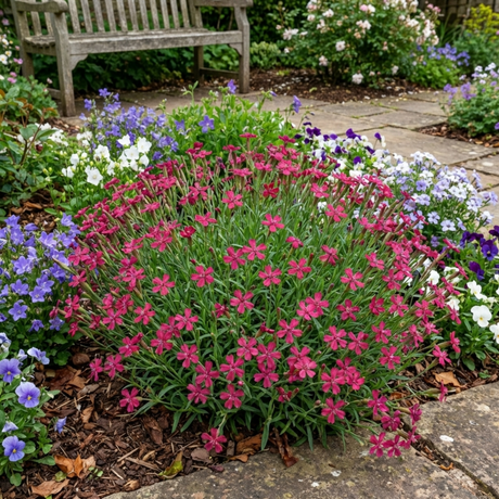 Set of 3 or 6 Silene Schafta Autumn Catchfly Hardy Perennial Plants, Pink Flowering Alpine Ground Cover, Outdoor Garden Ready, 1 Litre Root-Ball - Frankton's