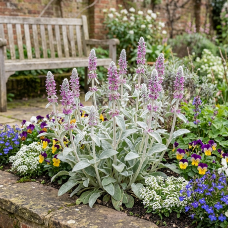 Set of 3 or 6 Stachys Byzantina ‘Lamb’s Ear’ Hardy Evergreen Perennial Plants, Low Maintenance, Border Garden Ready, 1 Litre Root-Ball - Frankton's