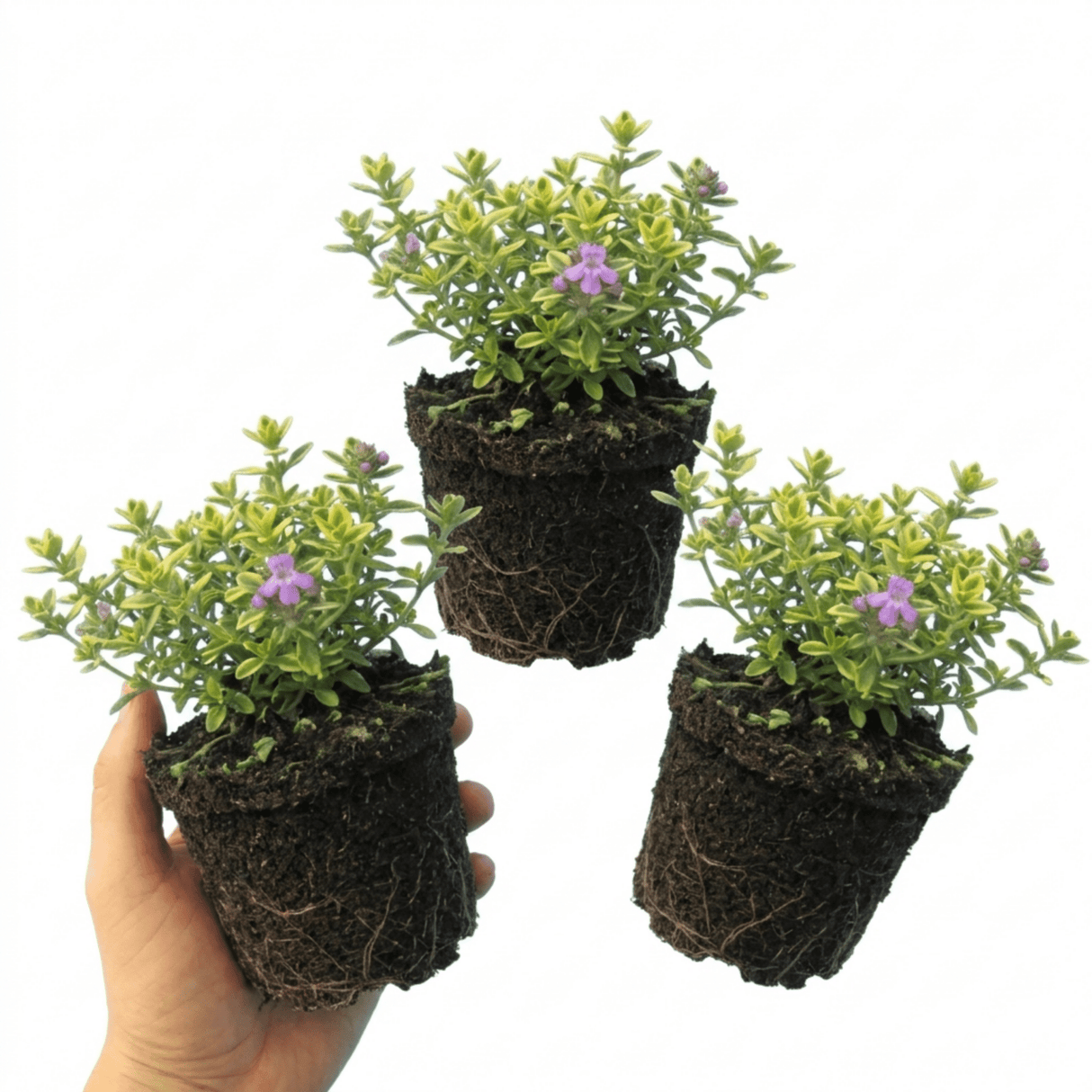 Set of 3 or 6 Thymus citriodorus ‘Doone Valley’ Thyme Herb Plants, Hardy Perennial Culinary Herb, Outdoor Garden Ready, 1 Litre Root-Ball - Frankton's