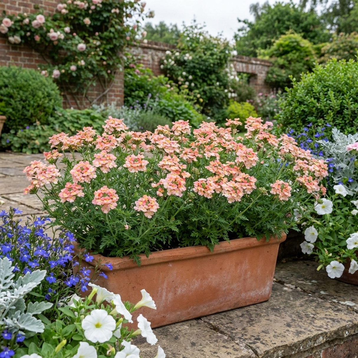Set of 3 or 6 Verbena Magelana Peach Trailing Plants, Summer Bedding Flowers, Hanging Basket & Garden Ready, 10.5cm Root Ball - Frankton's